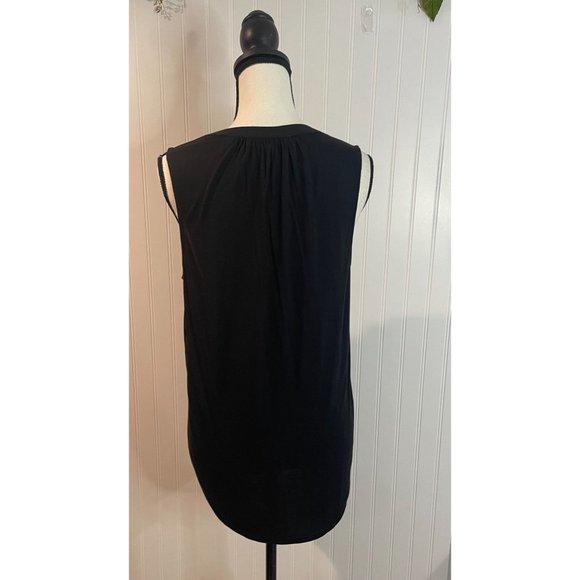 Ann Taylor Loft Black Sleeveless Split-Neck Blouse S - Picture 7 of 12